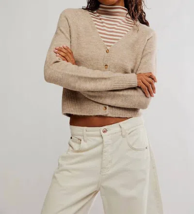 FREE PEOPLE SCHOOL GIRL CARDIGAN IN FEATHER GREY MELANGE