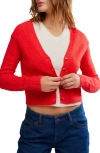 Free People School Girl Crop Wool & Cashmere Cardigan In Red
