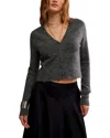 Free People School Girl Cropped Cardigan In Gray