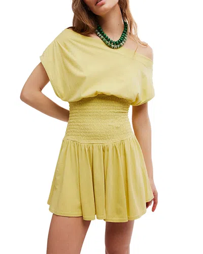 Free People Scorching Hot One-shoulder Cotton Minidress In Yellow