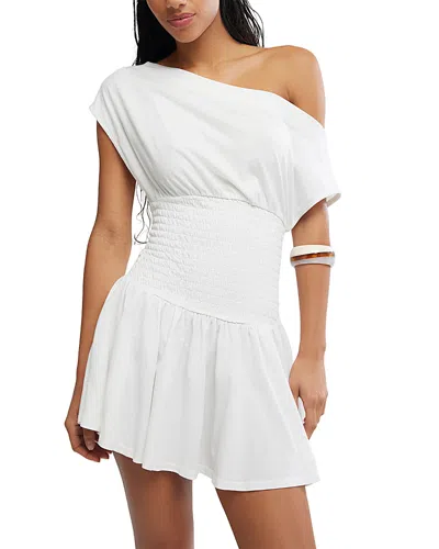 Free People Scorching Hot One-shoulder Cotton Minidress In White