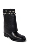 Free People Scorpio Studded Foldover Bootie In Black Leather