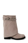 Free People Scorpio Studded Foldover Bootie In Dust Bunny Suede