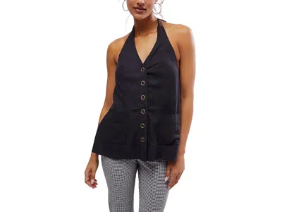Free People Scout Halter Women's Clothing Black: Lg (women's 12), Linen/rayon