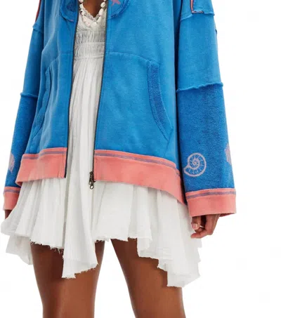 Free People Seashell Cardigan In Blue Combo In Multi
