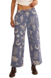 Free People Seaside Pull-on Pant In Indigo Combo-rodeo In Indigo Combo - Rodeo