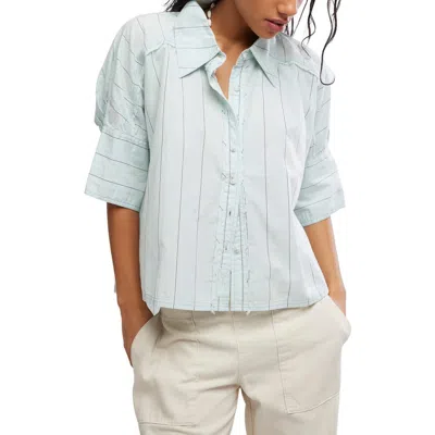 Free People Seaside Stripe Cotton Shirt In Blue