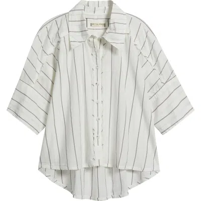 Free People Seaside Stripe Cotton Shirt In White