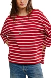 Free People Second Sense Striped T-shirt In Red