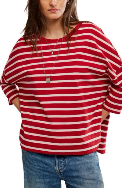Free People Second Sense Striped T-shirt In Red