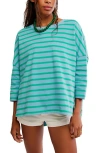 Free People Second Sense Striped T-shirt In Blue