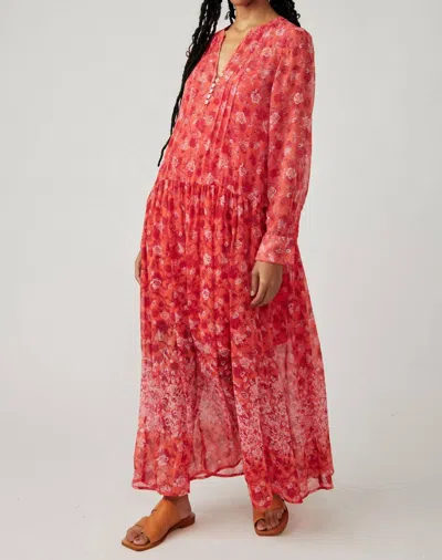 Free People See It Through Dress In Coral Combo In Multi