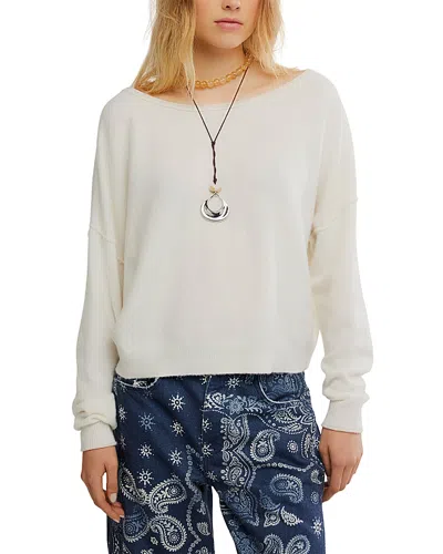 Free People See Me Pullover Boatneck Sweater In White