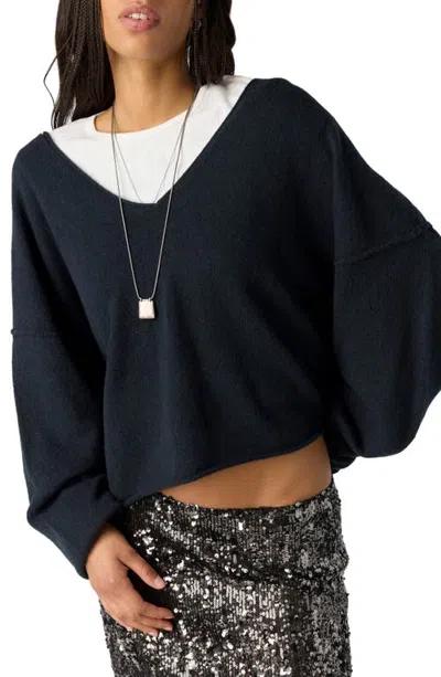 Free People See Me V-neck Pullover Sweater In Black