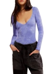 Free People X Intimately Fp Send Love Long Sleeve Bodysuit In Lolite