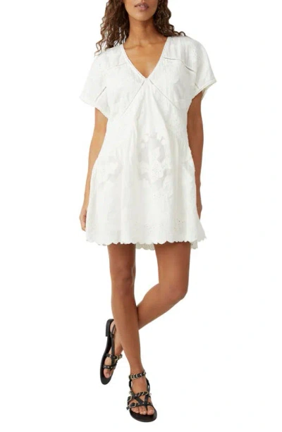 Free People Serenity Embroidered Cotton Minidress In White