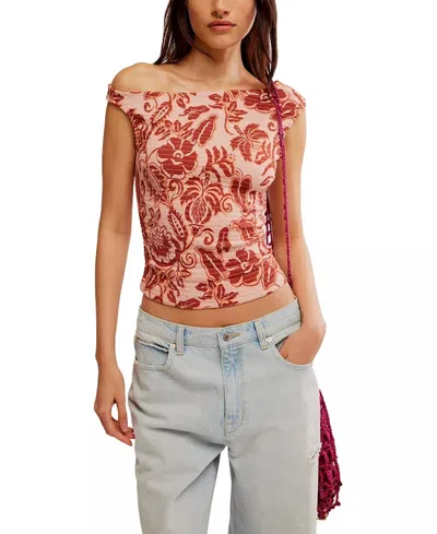 FREE PEOPLE SHAE TOP IN APRICOT COMBO
