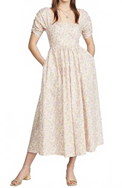 Free People She's A Dream Floral Powder Combo Midi Dress In Pink
