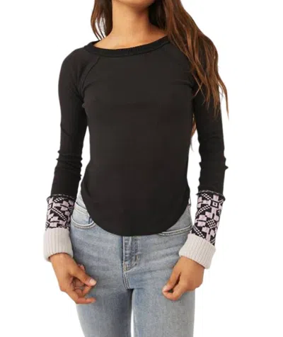 Free People She's Reversible Cuff Shirt In Black