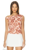 Free People Shea Floral Smocked One-shoulder Top In Apricot Combo
