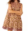Free People Shea Printed Mini Dress In Chocolate Combo In Multi