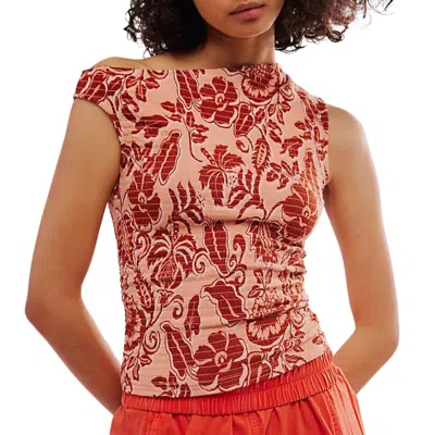 FREE PEOPLE SHEA TOP IN APRICOT COMBO