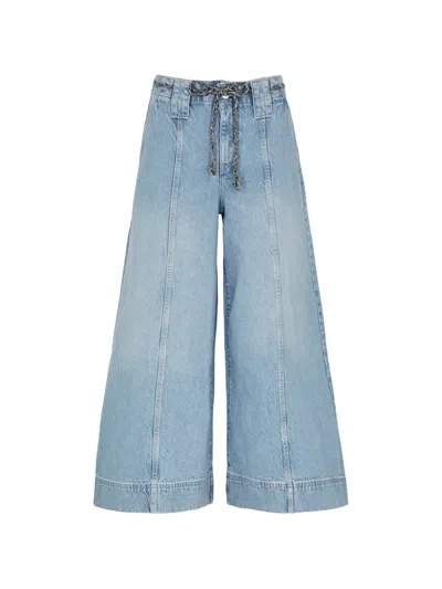 Free People Sheer Luck Wide-leg Jeans In Multi