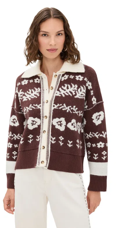 Free People Shelby Cardigan Chocolate Combo In Brown