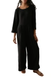 Free People Shiloh Cotton & Linen Jumpsuit In Black