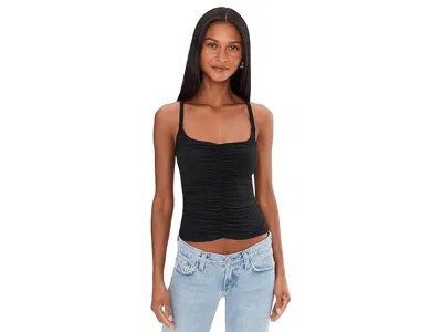 Free People Shimmer Shimmer Ruched Crossback Camisole In Black