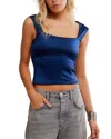 Free People Shine On Crop Open Back Top In Blue