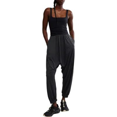 Free People Shiny Happy Tank Jumpsuit In Black