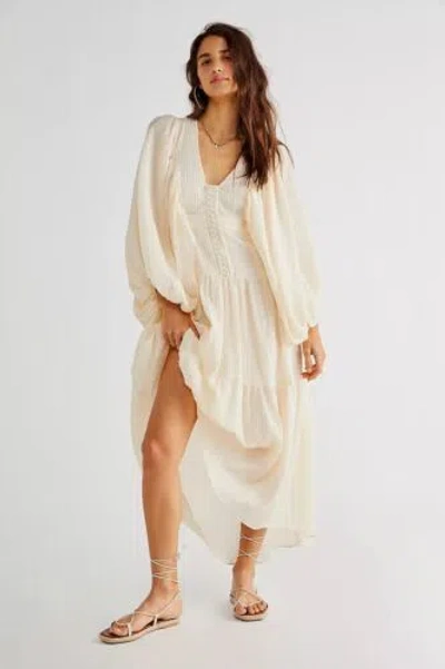 Pre-owned Free People/ Shona Joy Free People Mila Plunged Tiered Midi Dress X Shona Joy Size 2 In White