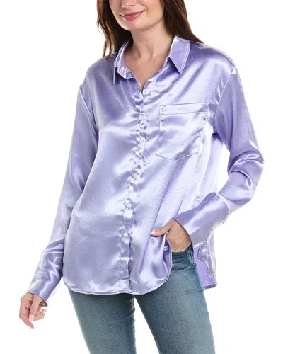 Free People Shooting For The Moon Satin Shirt In Lilac