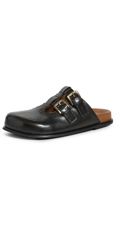 Free People Shoreditch Buckle Mules Espresso In Black