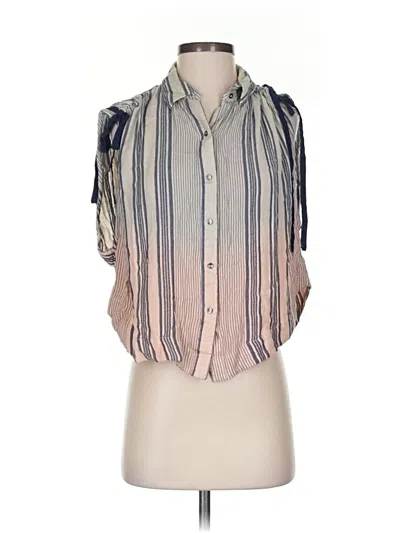 Pre-owned Free People Short Sleeve Blouse In Blue