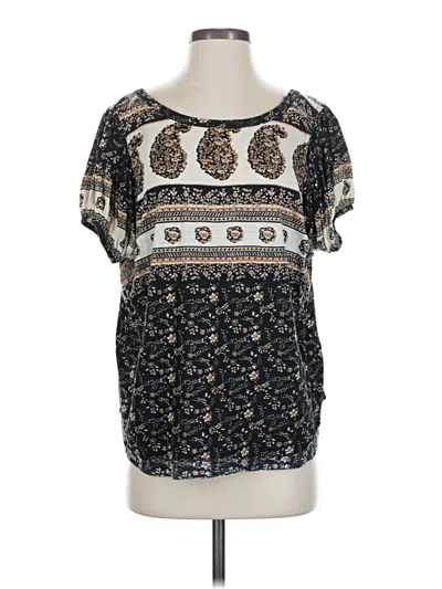 Pre-owned Free People Short Sleeve Blouse In Blue