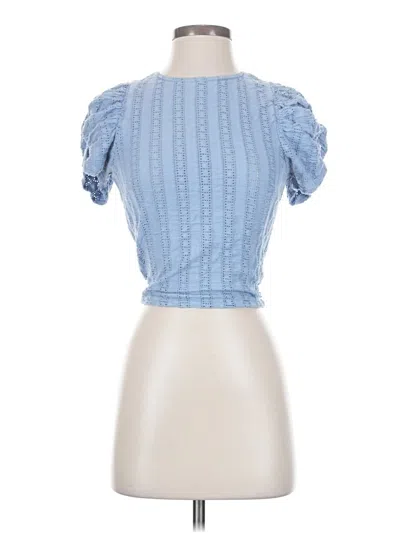 Pre-owned Free People Short Sleeve Blouse In Blue