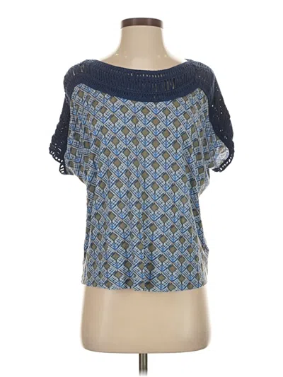Pre-owned Free People Short Sleeve Blouse In Blue