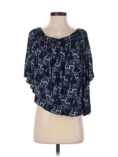 Pre-owned Free People Short Sleeve Blouse In Blue