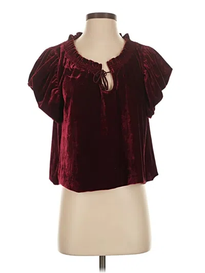 Pre-owned Free People Short Sleeve Blouse In Burgundy