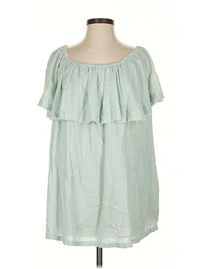 Pre-owned Free People Short Sleeve Blouse In Green