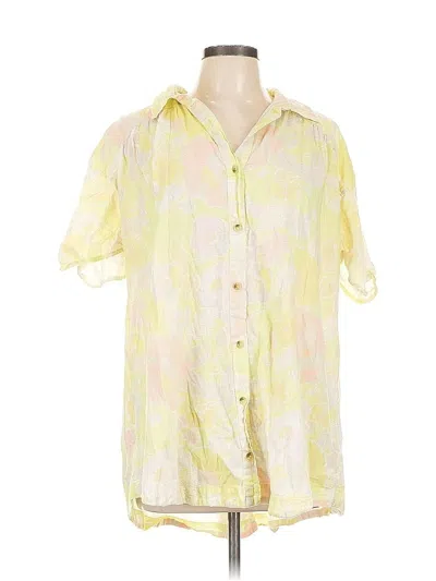 Pre-owned Free People Short Sleeve Blouse In Green