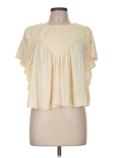 Pre-owned Free People Short Sleeve Blouse In Ivory