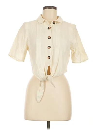 Pre-owned Free People Short Sleeve Blouse In Ivory