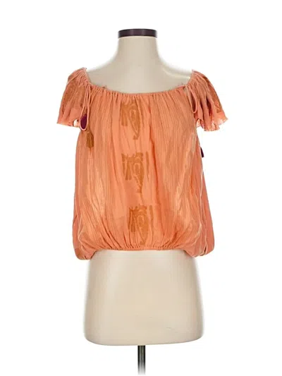 Pre-owned Free People Short Sleeve Blouse In Orange