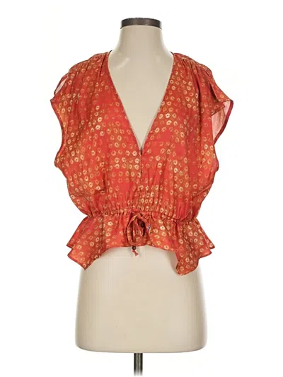 Free People Short Sleeve Blouse In Orange