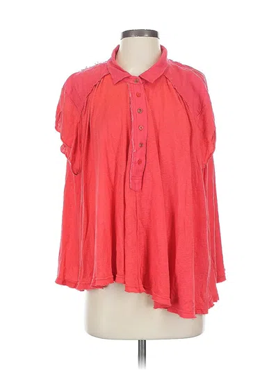 Pre-owned Free People Short Sleeve Blouse In Pink
