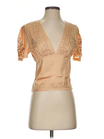 Free People Short Sleeve Blouse In Tan
