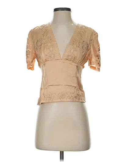 Free People Short Sleeve Blouse In Tan